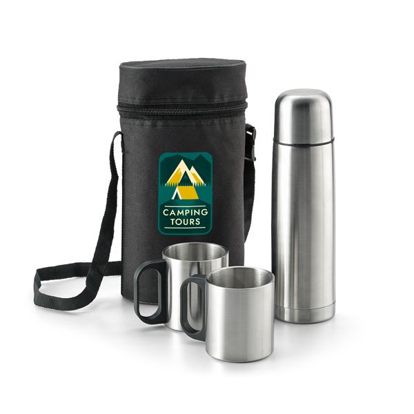 Conjunto garrafa termo e canecas